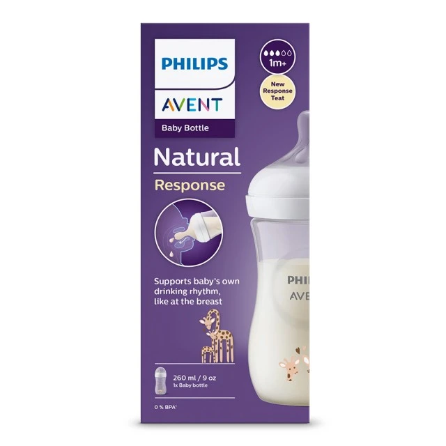 Шише Natural Response 260 мл 1м+ декор Жирафи