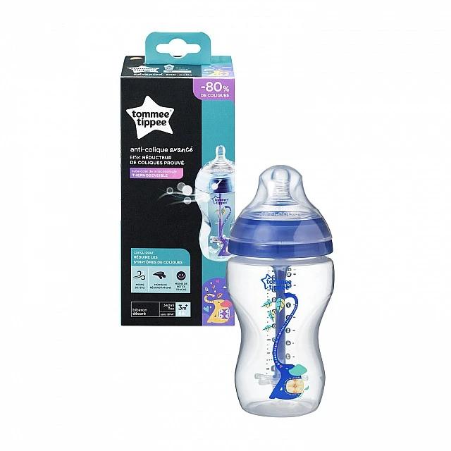 Tommee Tippee feeding bottle Advanced Anti-Colic 3m+, 340 ml, blue decorated