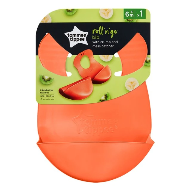 Tommee Tippee roll-up bib 6m+, orange