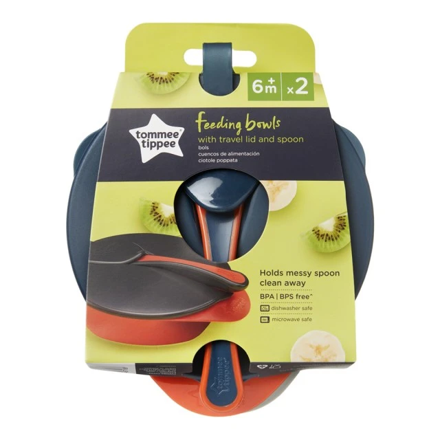 Tommee Tippee Food bowls with lid and spoon 6m+ (2 pcs/pack)