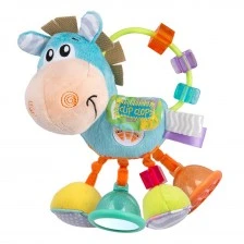 Мека плюшена дрънкалка PLAYGRO Кончето Хоп Троп, със 6 активности, 3м+, Синя