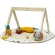 Активна гимнастика Tiny Love Luxe Gymini от Еко серията Garden of Adventures, с кръгло килимче с диаметър 90 см, дървена арка, 3 играчки и възглавница за игра по корем, 0м+