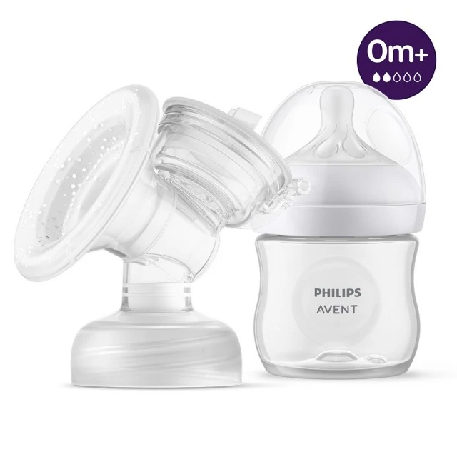 Единична електрическа помпа Natural Motion Philips AVENT SCF395/31 Advanced с 1 бр. полипропиленово шише от 125 мл с биберон Natural Response 0м+, 5 бр. торбички за кърма и 4 бр. подплънки