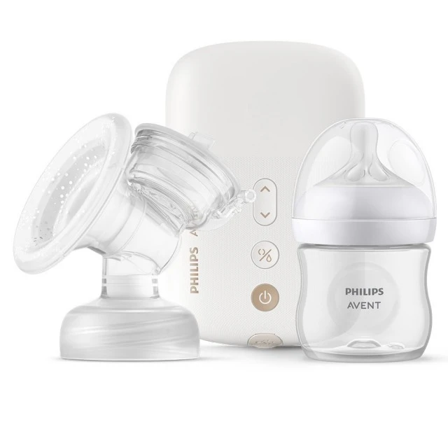 Single electric pump Natural Motion Premium Philips AVENT SCF396/31 with 1 pc. polypropylene bottle 125 ml with teat Natural Response 0m+, Travel kit, 5 pcs. breast milk bags and 4 pcs. padding