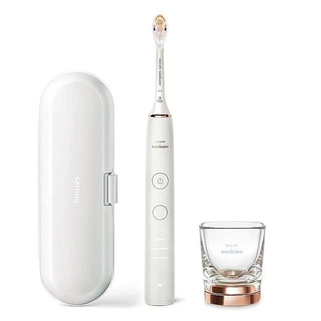 Звукова електрическа четка Philips Sonicare DiamondClean 9000 HX9911/23, с глава „всичко в едно“ A3 Premium, 4 режима, 3 интензитета, калъф с USB зареждане, Bluetooth