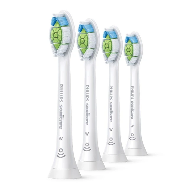 Комплект от 4 броя накрайници W2 Optimal White HX6064/87 за електрически четки за зъби Philips Sonicare, твърдост на косъмчетата: Medium Soft