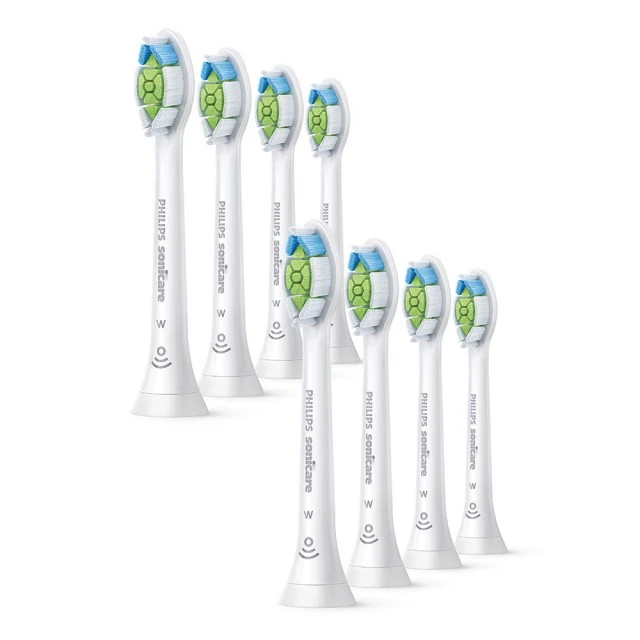 Комплект от 8 броя накрайници W2 Optimal White HX6068/87 за електрически четки за зъби Philips Sonicare, твърдост на косъмчетата: Medium Soft