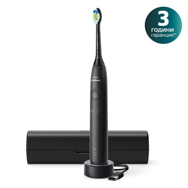Акумулаторна четка за зъби Philips Sonicare HX7101/02 серия 5300 със звукова технология Next-Generation, 1 режим на четкане, 2 интензитета, сензор за натиск, глава W2 Optimal White, калъф за път