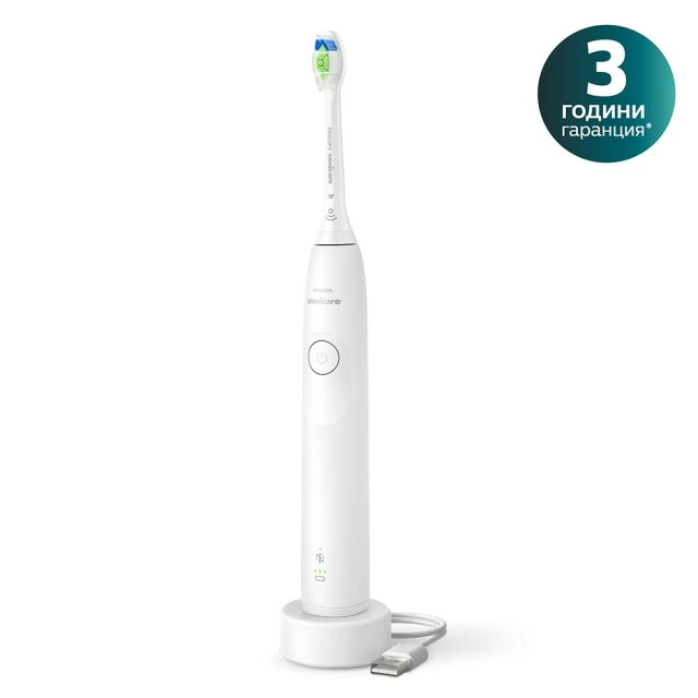 Акумулаторна четка за зъби Philips Sonicare HX7108/01 серия 5300 със звукова технология Next-Generation, 1 режим на четкане, 2 интензитета, сензор за натиск, глава W2 Optimal White