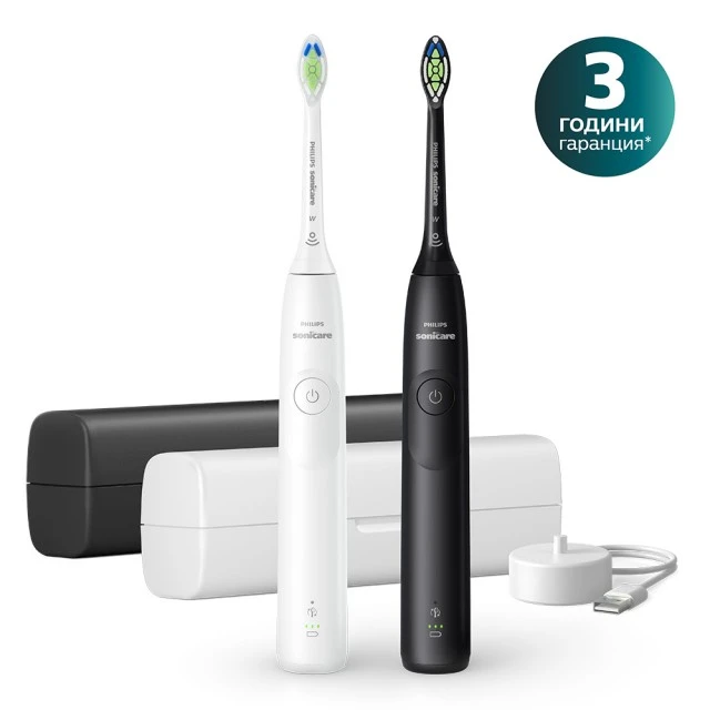 Set of 2 Philips Sonicare HX7109/01 5300 Series Rechargeable Toothbrushes with Next-Generation Sound Technology, 1 Brushing Mode, 2 Intensities, Pressure Sensor, W2 Optimal White Head