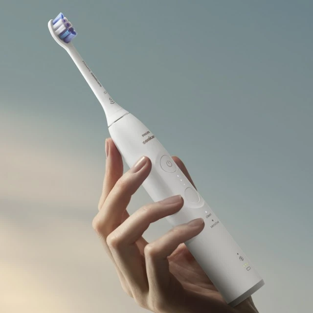 Philips Sonicare HX7400/06 electric toothbrush series 6100 with Next-Generation sound technology, 2 modes, 3 intensities, light pressure sensor, S2 Sensitive head, travel case