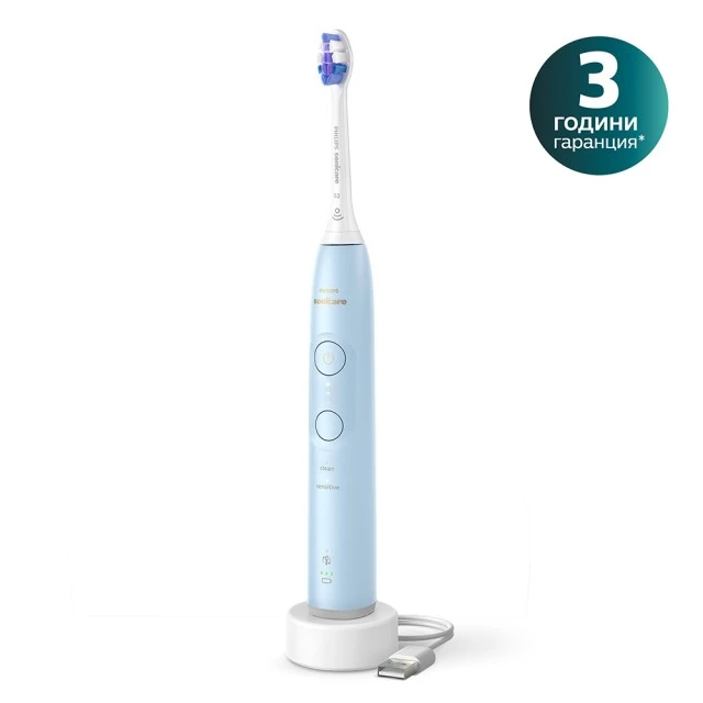 Philips Sonicare HX7406/01 electric toothbrush series 6100 with Next-Generation sound technology, 2 modes, 3 intensities, light pressure sensor, S2 Sensitive head