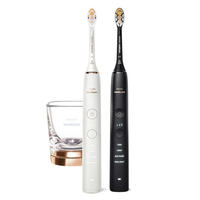 Комплект от 2 бр. звукови електрически четки Philips Sonicare DiamondClean 9000 HX9914/69, с глава „всичко в едно“ A3 Premium, 4 режима, 3 интензитета, Bluetooth