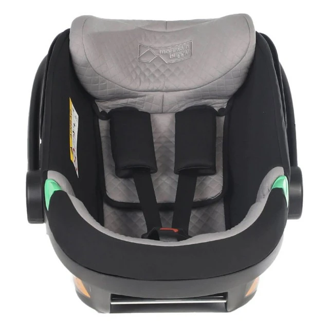 Mountain Buggy Protect i-Size child car seat, with removable newborn pad, extendable backrest, for children 40-87 cm tall, UPF50+ protector, black-grey + IsoFix base