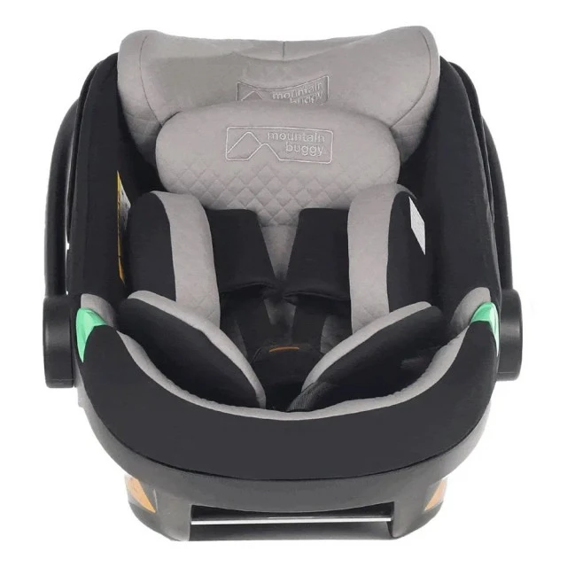 Mountain Buggy Protect i-Size child car seat, with removable newborn pad, extendable backrest, for children 40-87 cm tall, UPF50+ protector, black-grey + IsoFix base