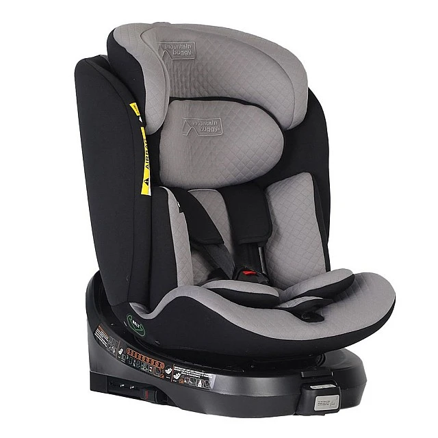 Детско столче за кола Mountain Buggy Safe Rotate i-Size, с подвижна подложка за новородено, удължаваща се облегалка, за деца с ръст 40–150 см, черно-сиво + IsoFix база
