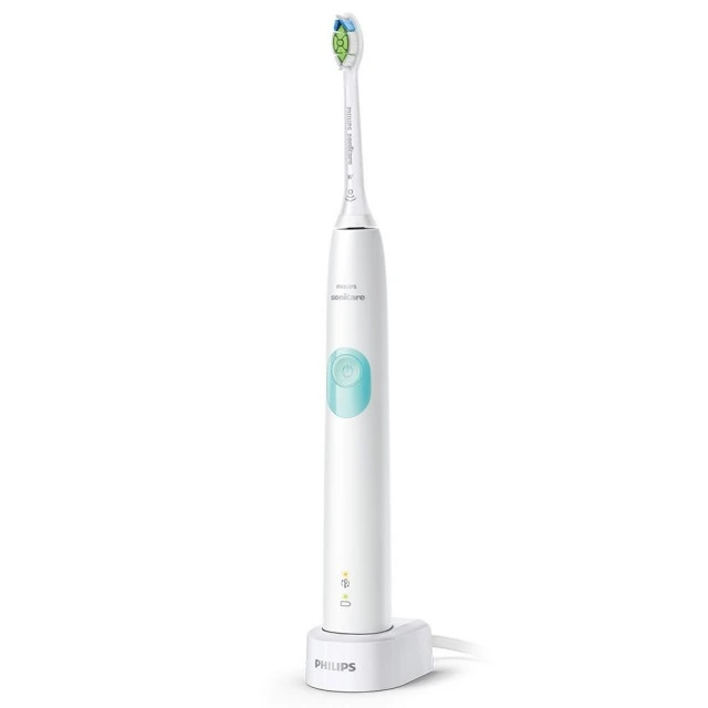 Philips Sonicare ProtectiveClean Series 4300 HX6807/35 set includes 2 white electric sonic toothbrushes with elegant cases and 1 charger