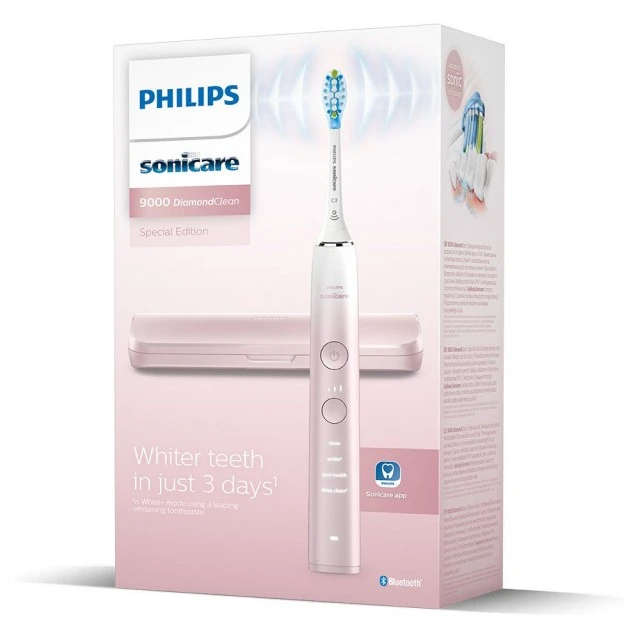 Звукова електрическа четка Philips Sonicare DiamondClean 9000 HX9911/84, с глава C3 Premium, 4 режима, 3 интензитета, калъф за пътуване, Bluetooth