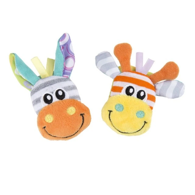 Playgro Jungle Rattles and Socks Set with Fun Giraffe and Zebra Images, 0m+