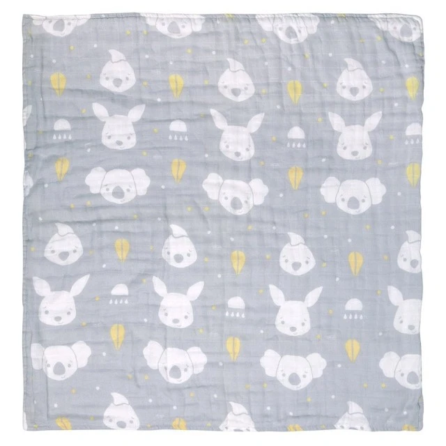 Playgro Fauna Friends 100% natural cotton baby muslin blanket for stroller, size 70 x 70 cm