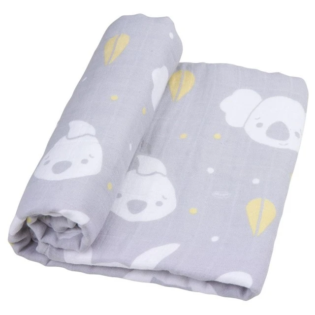 Playgro Fauna Friends 100% natural cotton baby muslin blanket for stroller, size 70 x 70 cm
