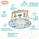Активна гимнастика с дървена арка Playgro Fauna Friends, с три свалящи се играчки и подплатено кръгло килимче, 0м+
