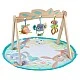 Активна гимнастика с дървена арка Playgro Fauna Friends, с три свалящи се играчки и подплатено кръгло килимче, 0м+