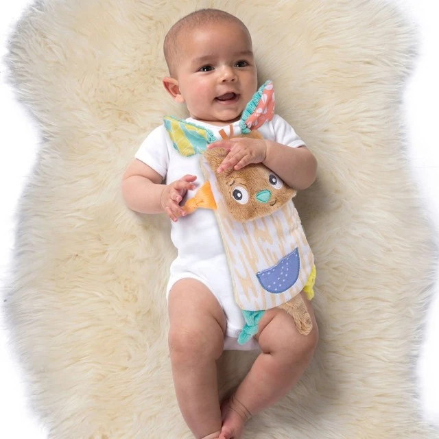 Soft plush cuddling cloth Kangaroo Playgro Fauna Friends, with clip for attaching to stroller