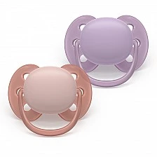 Set of 2 orthodontic silicone pacifiers Philips AVENT Ultra Soft SCF091/43, in a sterilization box, plant-based