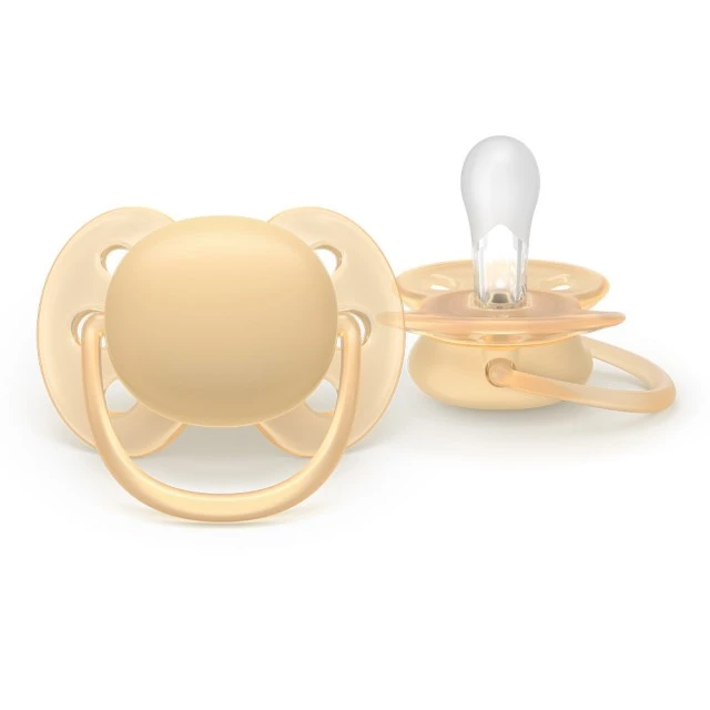 Set of 2 orthodontic silicone pacifiers Philips AVENT Ultra Soft SCF091/45, in a sterilization box, plant-based