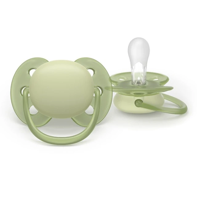 Set of 2 orthodontic silicone pacifiers Philips AVENT Ultra Soft SCF091/45, in a sterilization box, plant-based