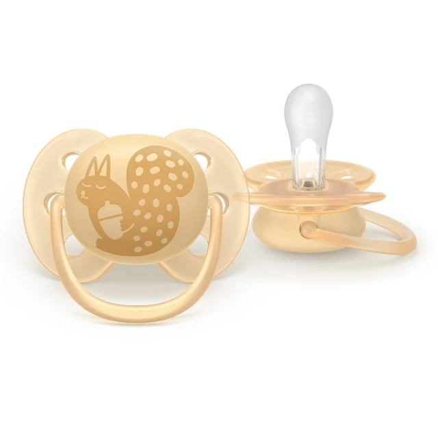 Set of 2 orthodontic silicone pacifiers Philips AVENT Ultra Soft SCF091/46, in a sterilization box, plant-based