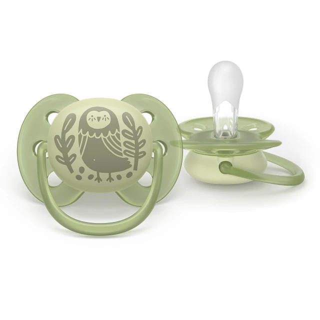 Set of 2 orthodontic silicone pacifiers Philips AVENT Ultra Soft SCF091/46, in a sterilization box, plant-based