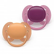 Set of 2 orthodontic silicone pacifiers Philips AVENT Ultra Soft SCF093/03, in a sterilization box, plant-based