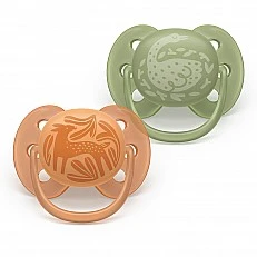 Set of 2 orthodontic silicone pacifiers Philips AVENT Ultra Soft SCF093/06, in a sterilization box, plant-based