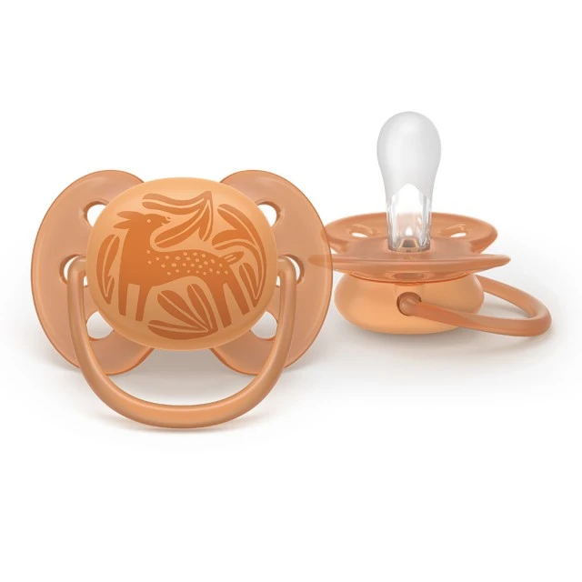 Set of 2 orthodontic silicone pacifiers Philips AVENT Ultra Soft SCF093/06, in a sterilization box, plant-based