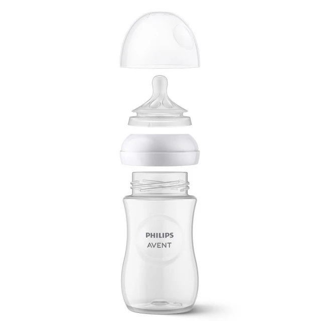 Шише за хранене Natural Response 330 мл с биберон без протичане Natural Response Поток 4, 3м+, Philips AVENT SCY906/02