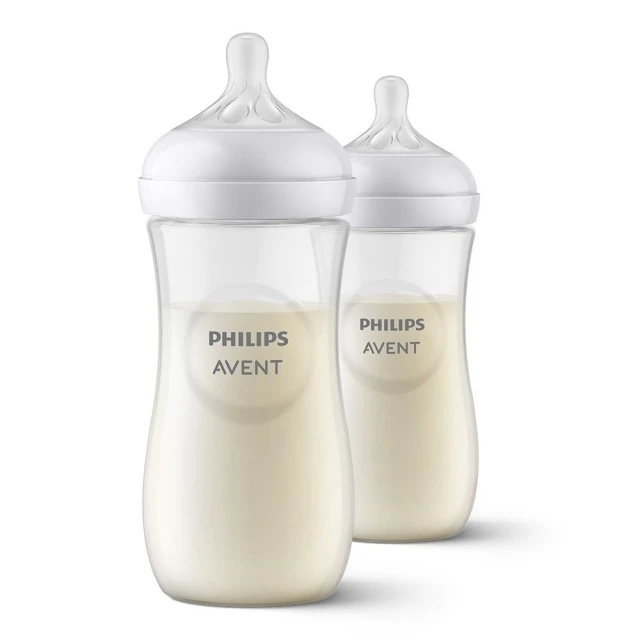 Шише за хранене Natural Response 330 мл с биберон без протичане Natural Response Поток 4, 3м+, Philips AVENT SCY906/02