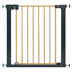 Universal metal safety barrier for doors and stairs SAFETY 1st with an elegant design in wood effect, for openings from 73 to 80 cm