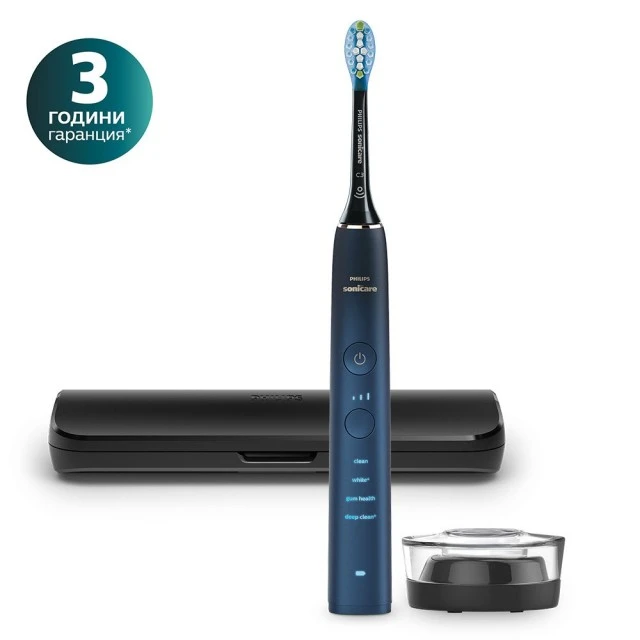 Звукова електрическа четка Philips Sonicare DiamondClean 9000 HX9911/88, с глава C3 Premium, 4 режима, 3 интензитета, калъф за пътуване, Bluetooth