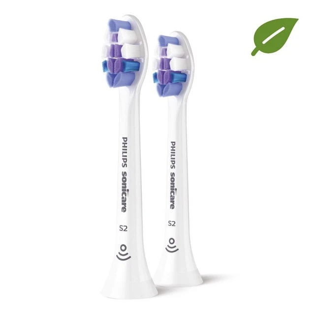 2 броя резервна глава S2 Sensitive Philips Sonicare HX6052/10, бяла, супер мека, за чувствителни зъби и венци