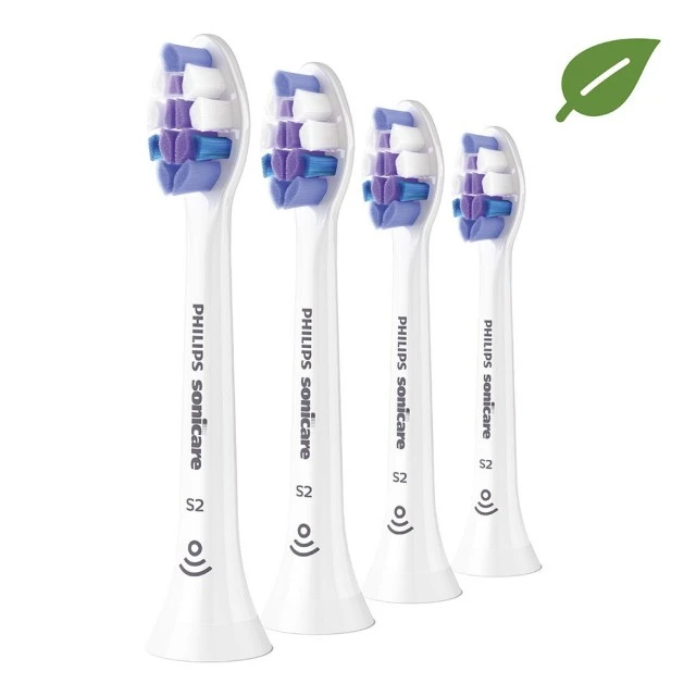 4 spare heads S2 Sensitive Philips Sonicare HX6054/10, white, super soft, for sensitive teeth and gums