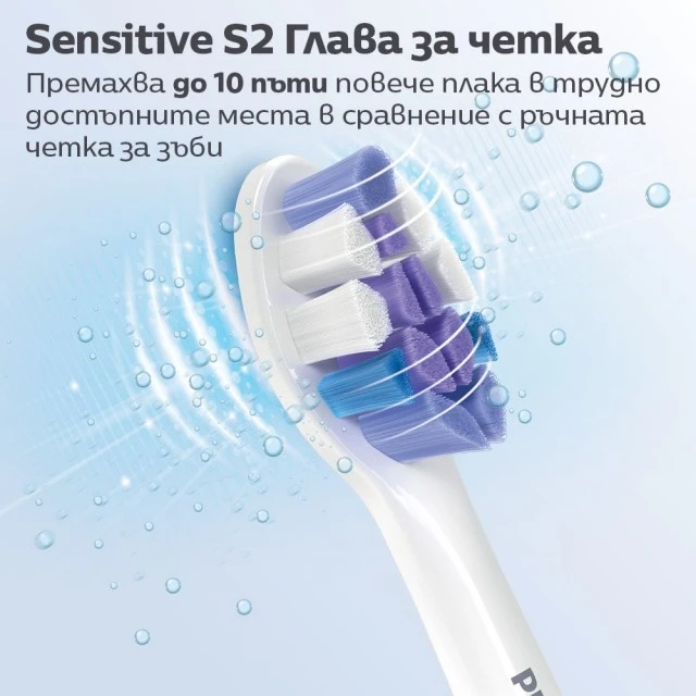 4 spare heads S2 Sensitive Philips Sonicare HX6054/10, white, super soft, for sensitive teeth and gums