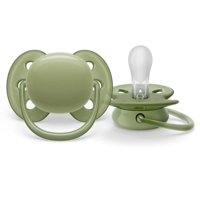 Комплект от 2 бр. ортодонтични залъгалки Philips AVENT SCF093/01 Ultra Soft 18м+, в кутия за стерилизиране