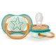 Комплект от 2 бр. светещи в тъмното ортодонтични залъгалки Philips Avent Ultra Air Night SCF376/23 и кутия за стерилизиране, 18м+