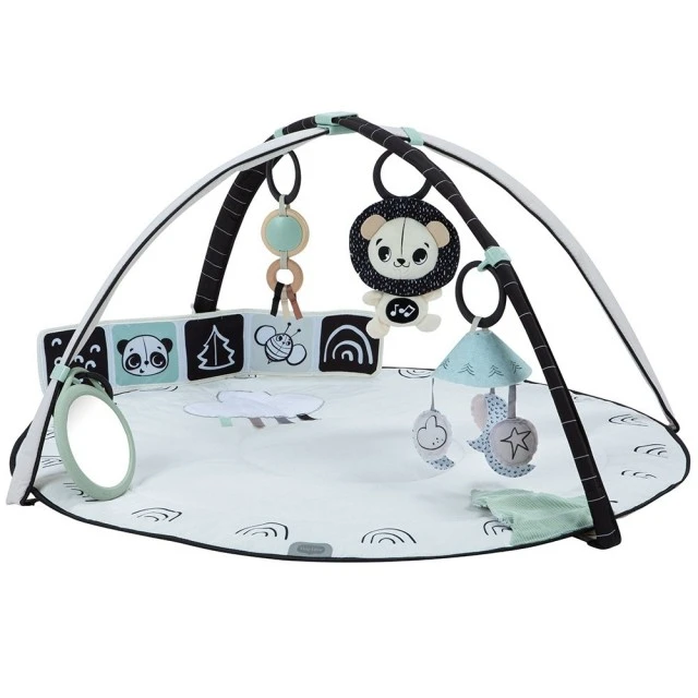 Активна гимнастика Tiny Love Developmental Gymini от серията Black&White Décor с кръгло килимче с диаметър 90 см, регулируеми арки и селекция от 5 играчки, 0м+
