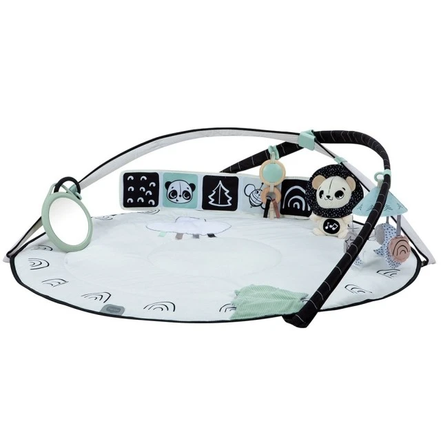 Активна гимнастика Tiny Love Developmental Gymini от серията Black&White Décor с кръгло килимче с диаметър 90 см, регулируеми арки и селекция от 5 играчки, 0м+