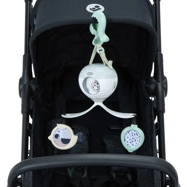 2-в-1 Музикална играчка TINY LOVE Tummy Time от серията Black&White Décor, с 30 минути музика и визуално шоу, с универсална щипка за закачване на детската количка, 0м+