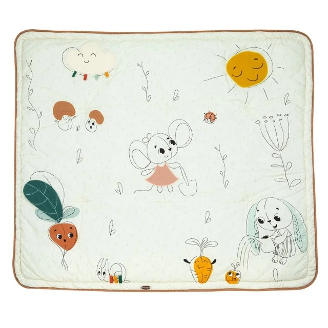 Меко, подплатено бебешко килимче за игра Tiny Love Soft Super Mat от серията Garden of Adventures, размер 125.5х110 см, 9 увлекателни активности за развитие, 0м+