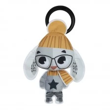 Soft textile baby Rattle Rabbit from the Tiny Rockers collection, with a clip for attaching to a stroller, 0m+